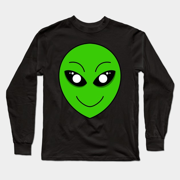 Alien Smiley Face Long Sleeve T-Shirt by Kcinnik